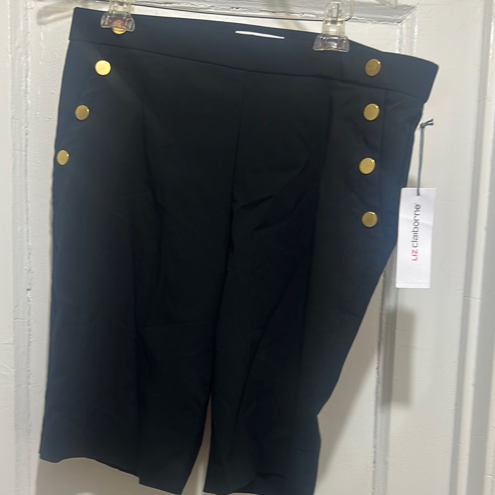Black Shorts with Gold Button Accents